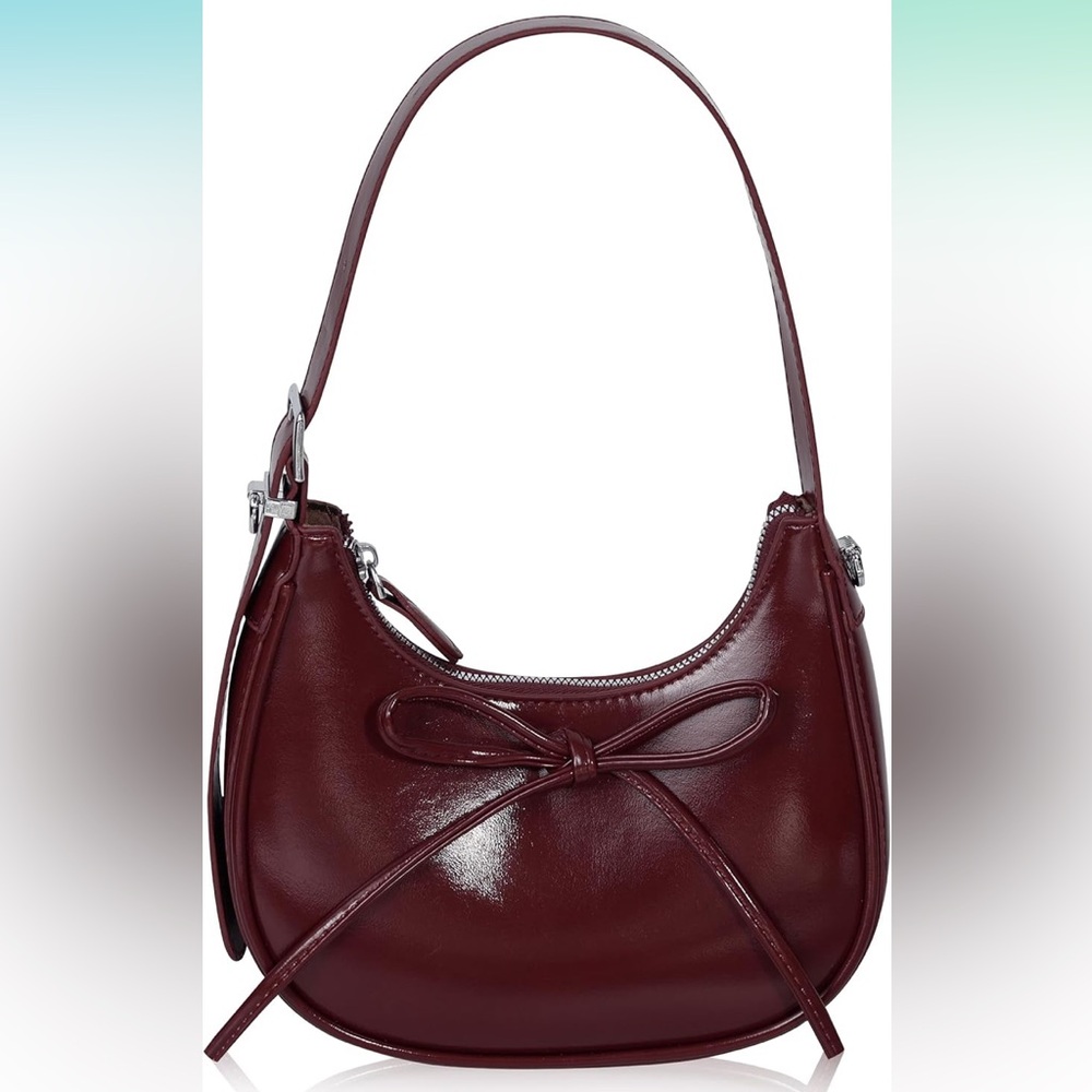 Super Cute Burgundy PU Leather Shoulder Bag w Crossbody Chain Strap, NWT!